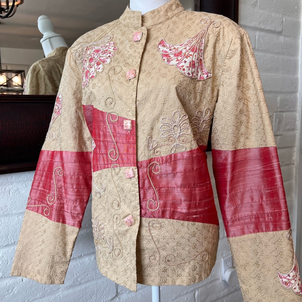 Indigo Moon cotton silk blend Embroidered Jacket
Size Large